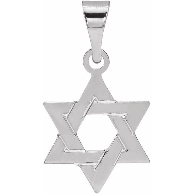Sterling Silver 12x9 mm Star of David Pendant