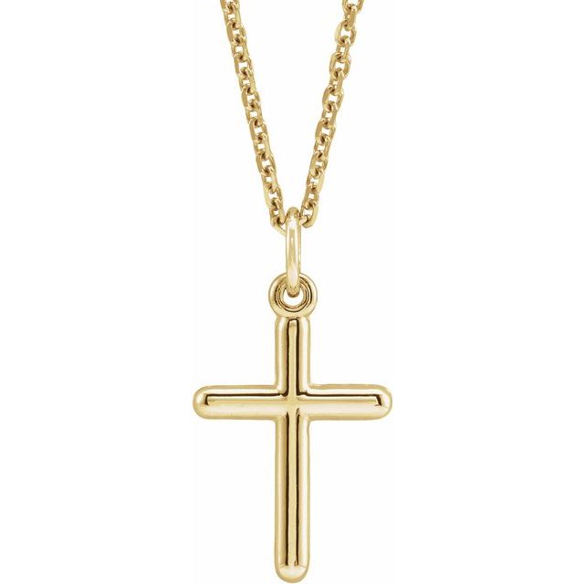 14K Yellow Cross 18' Necklace