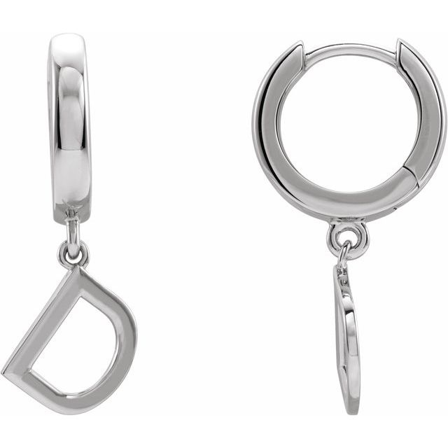 Sterling Silver Initial D Hinged Huggie Earring