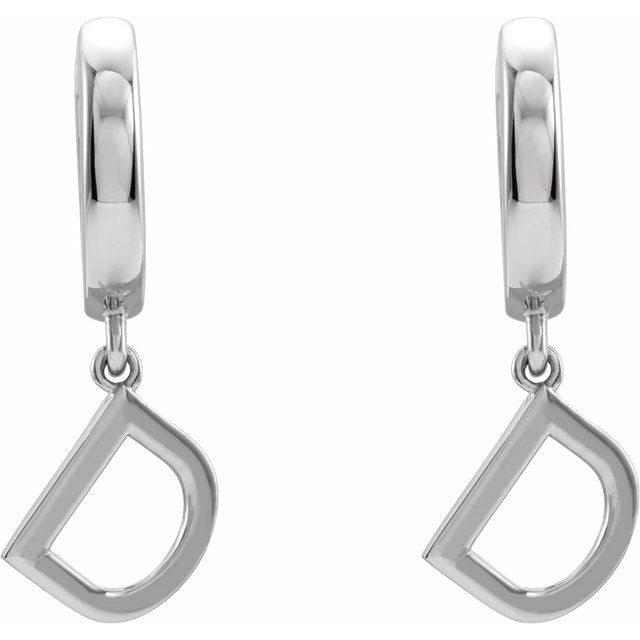 Sterling Silver Initial D Hinged Huggie Earring