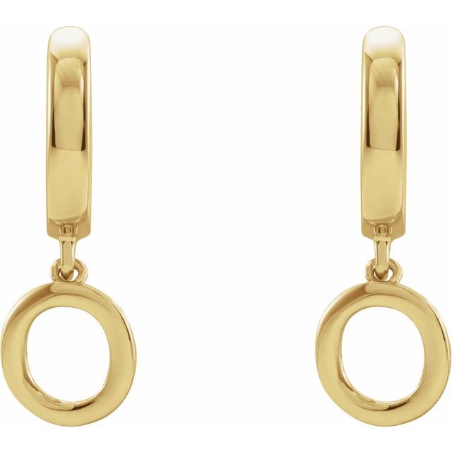 14K Yellow Initial O Hinged Huggie Earring