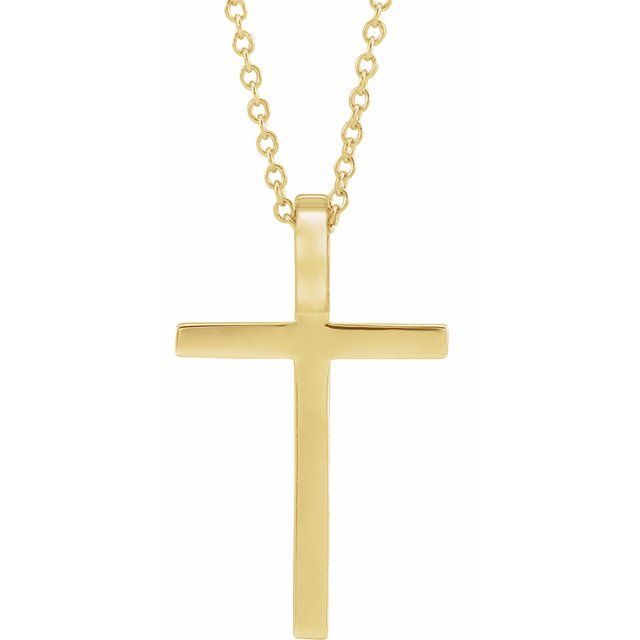 14k Yellow 21.7x13.5 Mm Cross 18' Necklace