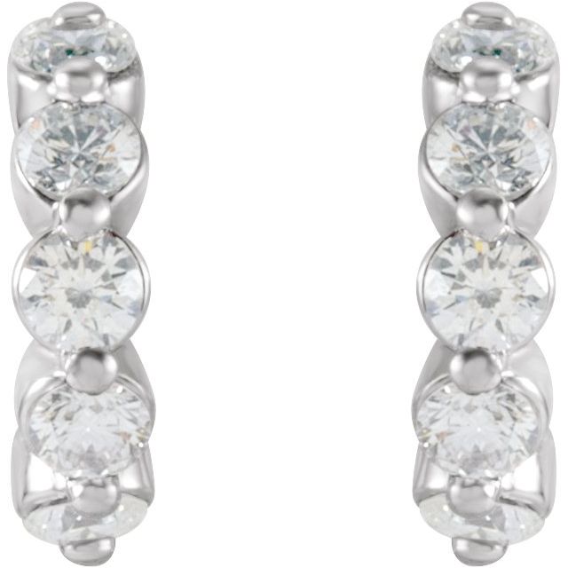14K White 3/8 CTW Natural Diamond 9.25 mm Hoop Earrings