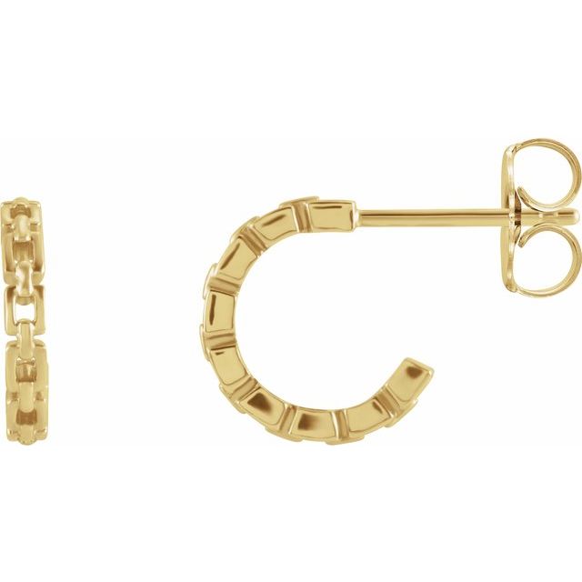 14K Yellow Chain Link 10.2 mm Hoop Earrings