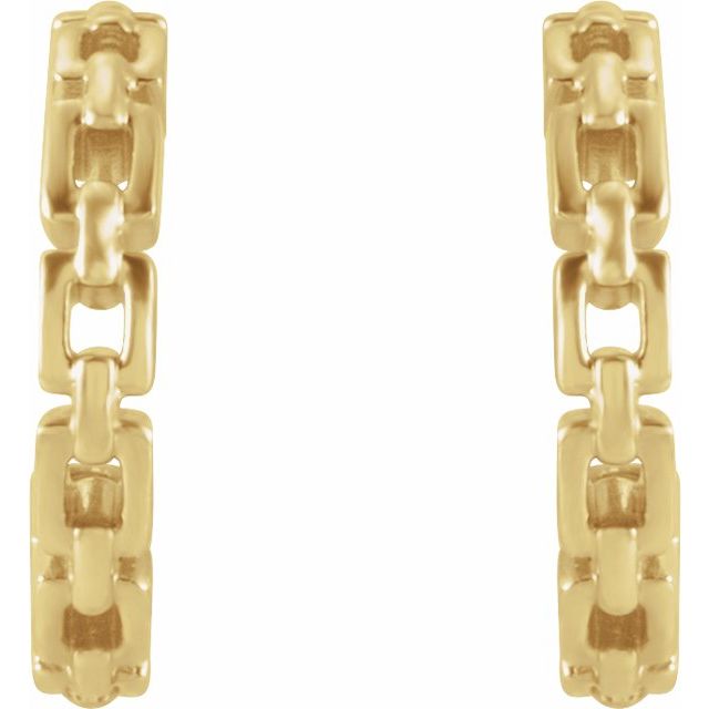 14K Yellow Chain Link 10.2 mm Hoop Earrings