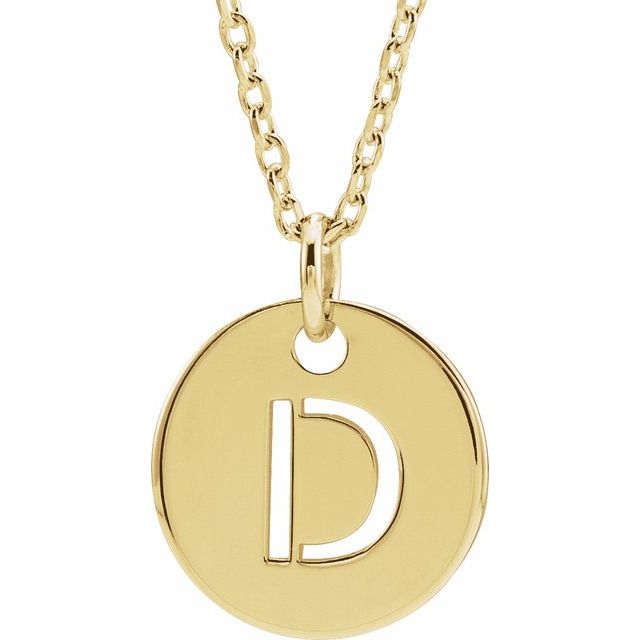 14K Yellow Initial D 16-18' Necklace