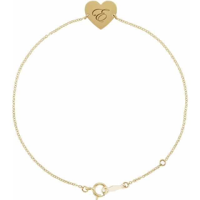 14K Yellow Engravable Heart 7-8' Bracelet