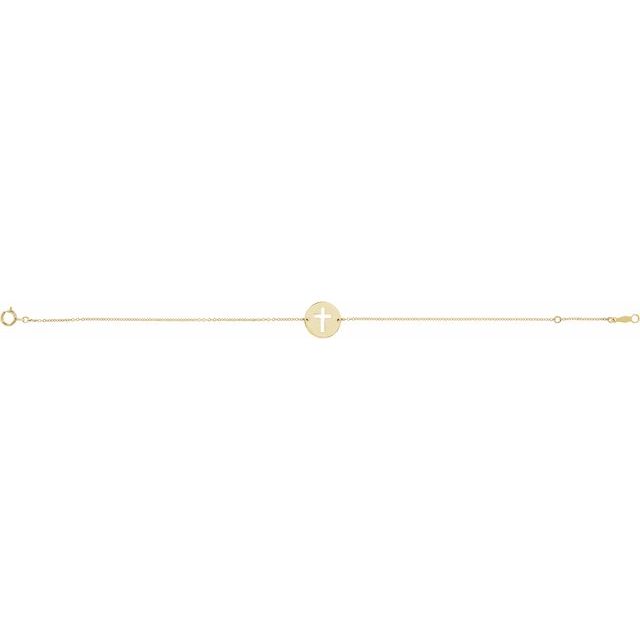 14K Yellow Pierced Cross Disc 7-8' Bracelet