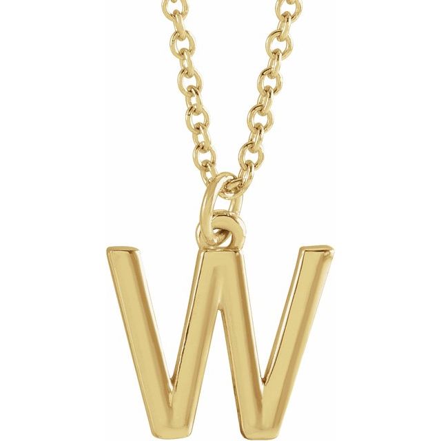14K Yellow Initial W Dangle 16' Necklace