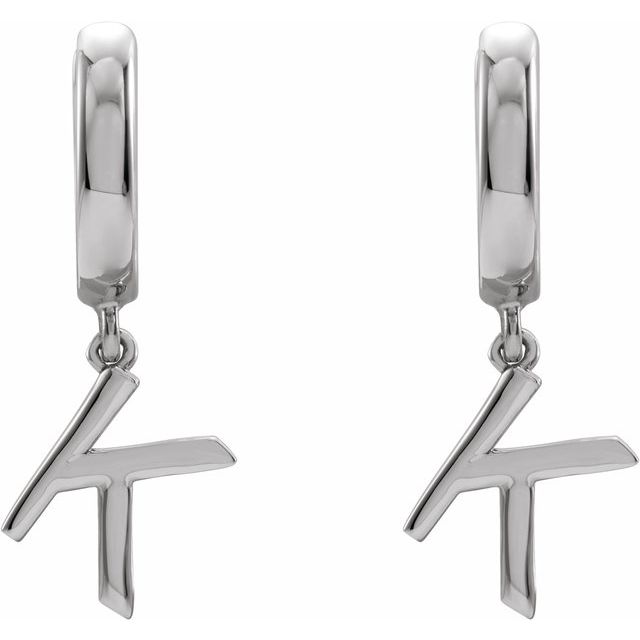 Sterling Silver Initial K Hinged Huggie Earring