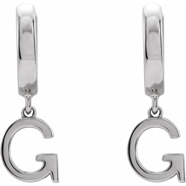 Sterling Silver Initial G Hinged Huggie Earring