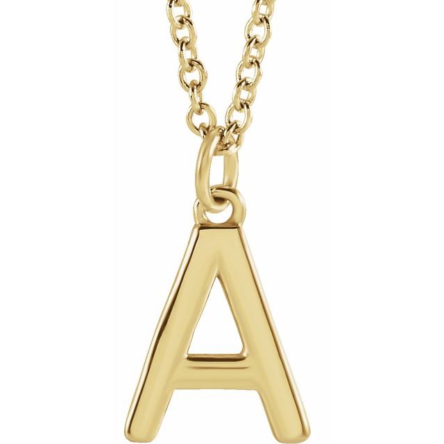 14K Yellow Initial A Dangle 16' Necklace