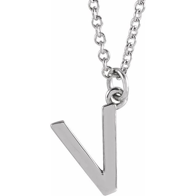 Sterling Silver Initial V Dangle 18' Necklace