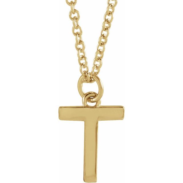 14K Yellow Initial T Dangle 18' Necklace