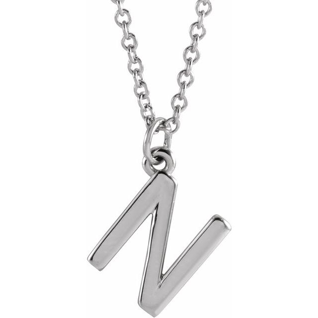 Sterling Silver Initial N Dangle 18' Necklace