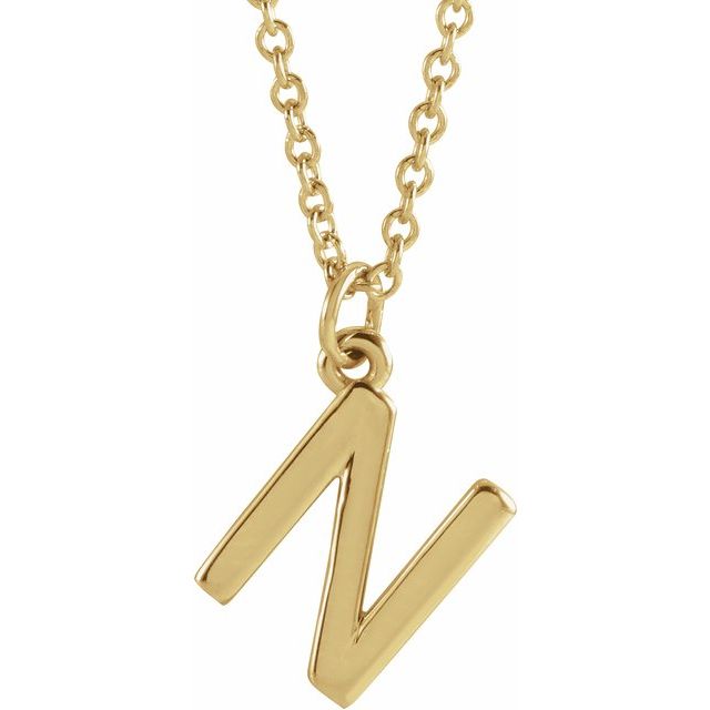 14K Yellow Initial N Dangle 18' Necklace