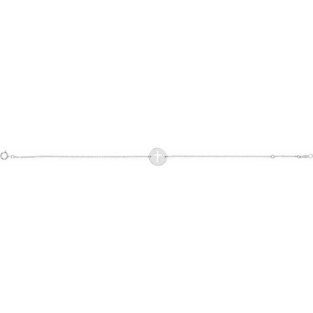 Sterling Silver Pierced Cross Disc 7-8' Bracelet
