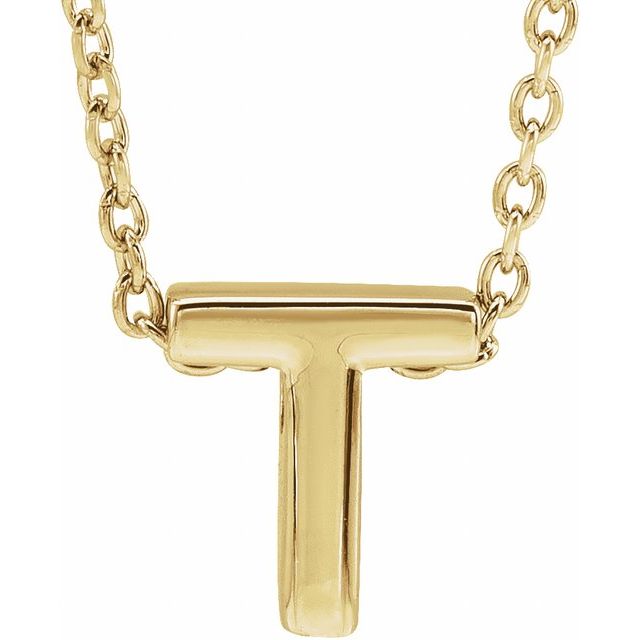 14K Yellow Initial T Slide Pendant 16-18' Necklace