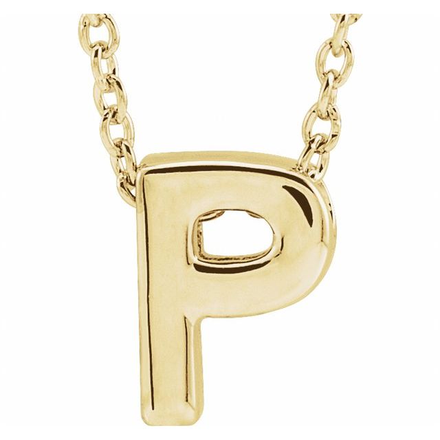 14K Yellow Initial P Slide Pendant 16-18' Necklace