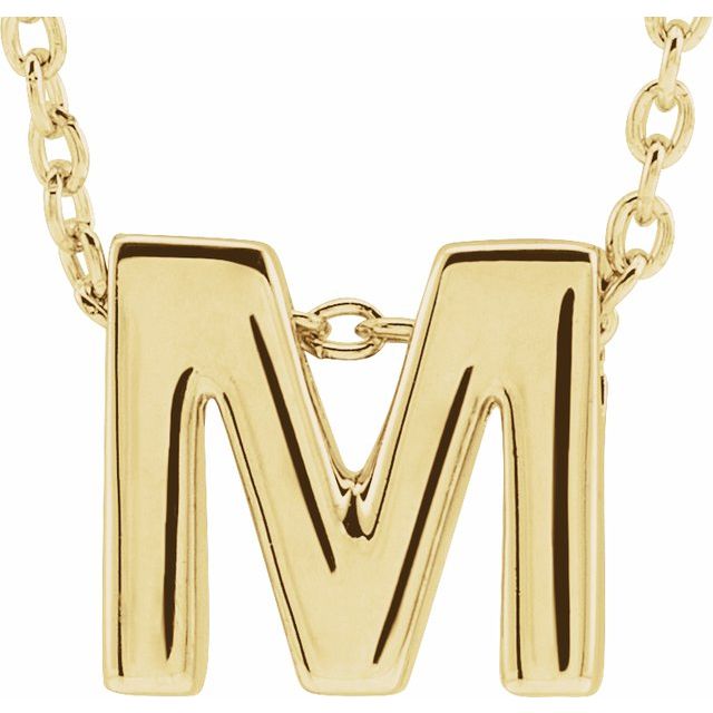 14K Yellow Initial M Slide Pendant 16-18' Necklace