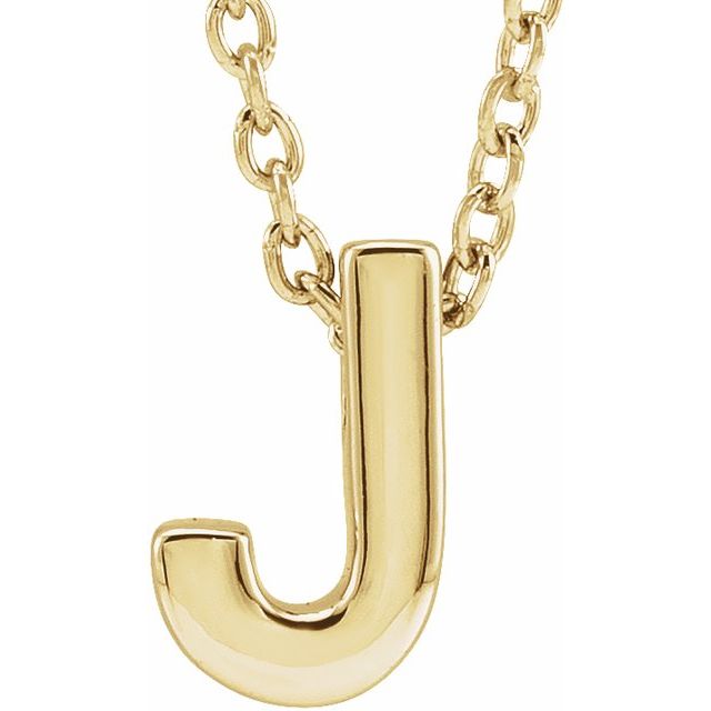 14K Yellow Initial J Slide Pendant 16-18' Necklace