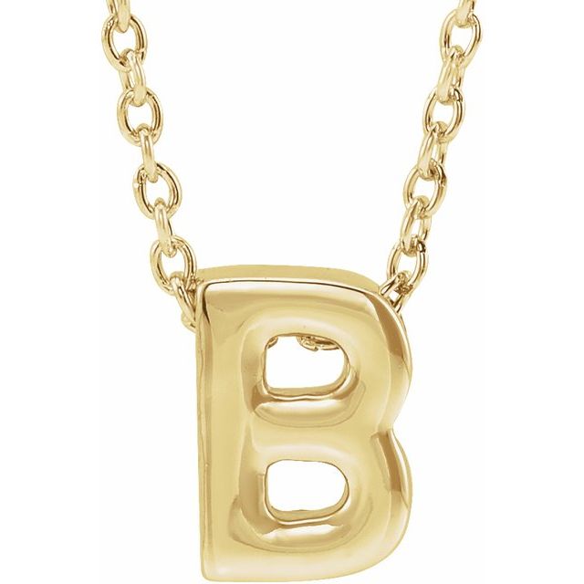 14K Yellow Initial B Slide Pendant 16-18' Necklace