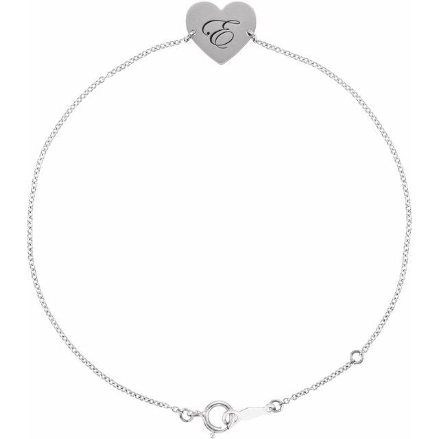 Sterling Silver Engravable Heart 7-8' Bracelet