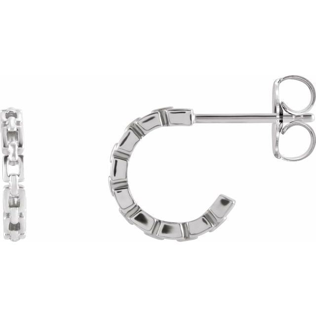 Sterling Silver Chain Link 10.2 mm Hoop Earrings