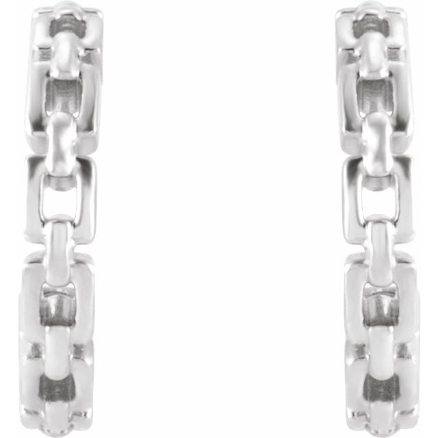 Sterling Silver Chain Link 10.2 mm Hoop Earrings