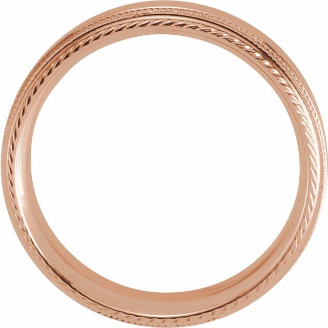 14K Rose 6 mm Rope Edge Band with Milgrain Size 11.5