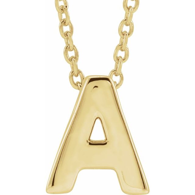 14K Yellow Initial A Slide Pendant 16-18' Necklace