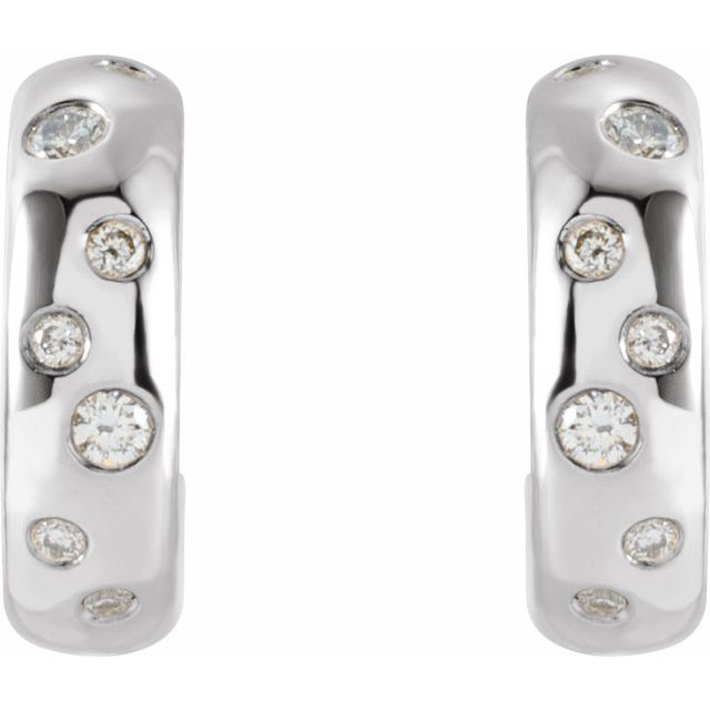 Sterling Silver 1/10 CTW Natural Diamond  Hoop Earrings