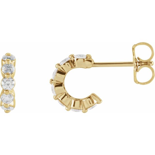 14K Yellow 3/8 CTW Natural Diamond 9.25 mm Hoop Earrings