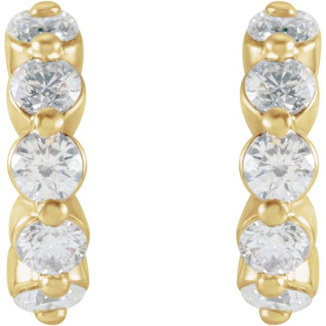 14K Yellow 3/8 CTW Natural Diamond 9.25 mm Hoop Earrings