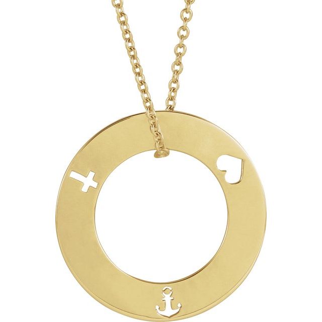 14K Yellow Engravable Pierced Loop 16-18' Necklace