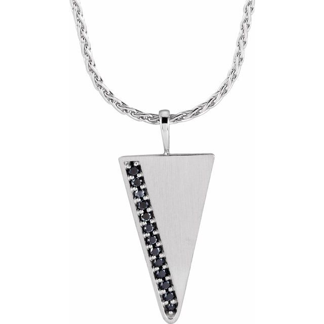 Sterling Silver 1/6 CTW Natural Black Diamond Triangle 24' Necklace