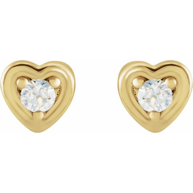 14K Yellow .03 CTW Natural Diamond Youth Heart Earrings