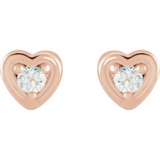 14K Rose .03 CTW Natural Diamond Youth Heart Earrings