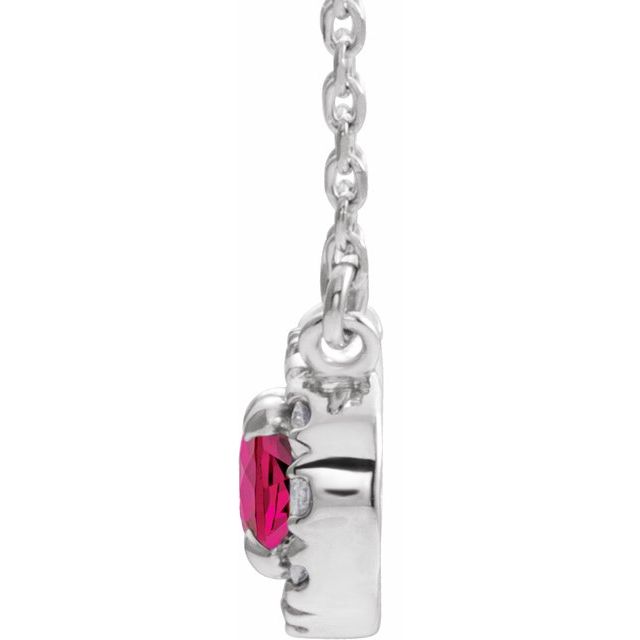 Sterling Silver 5x3 mm Lab-Grown Ruby & .05 CTW Natural Diamond 18' Necklace