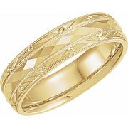 14K Yellow 6 mm Design Band Size 10