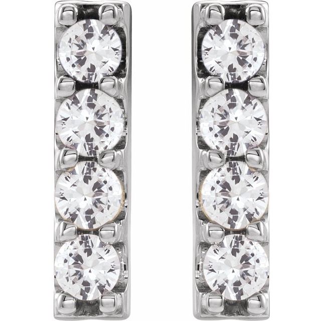 14k White 1/2 Ctw Natural Diamond Bar Earrings
