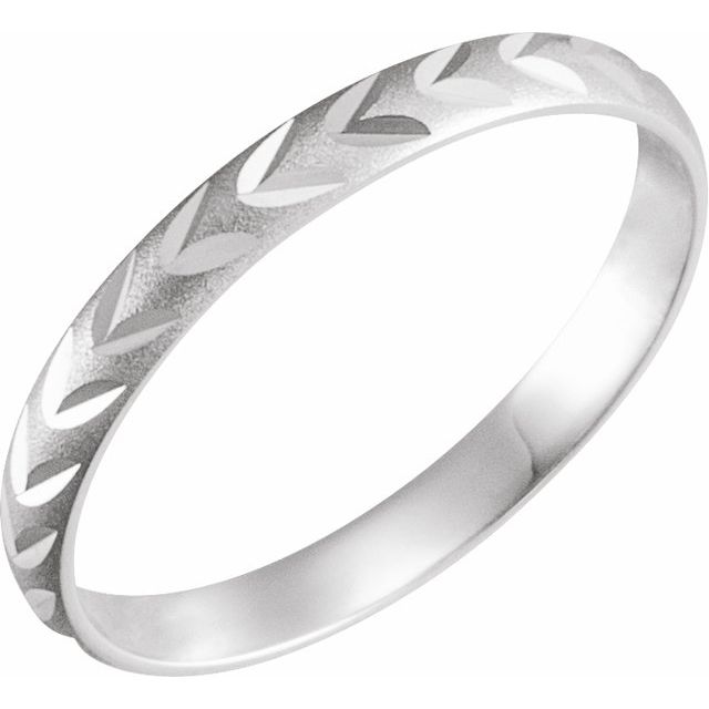 14K White Youth Diamond-Cut Ring Size 1