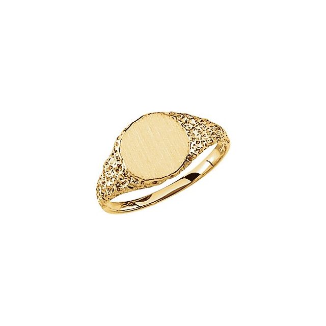 14k Yellow 9 Mm Round Signet Ring
