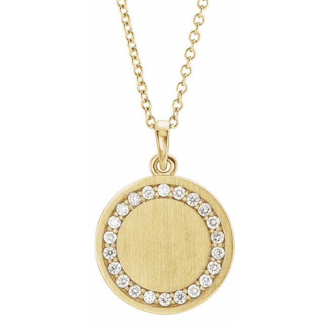 14K Yellow 1/5 CTW Natural Diamond Engravable 16-18' Necklace