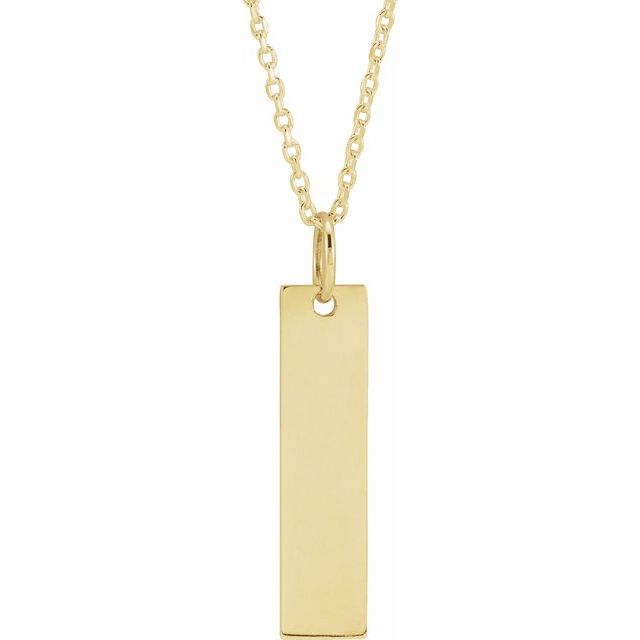 14K Yellow 20x5 mm Engravable Bar 20' Necklace