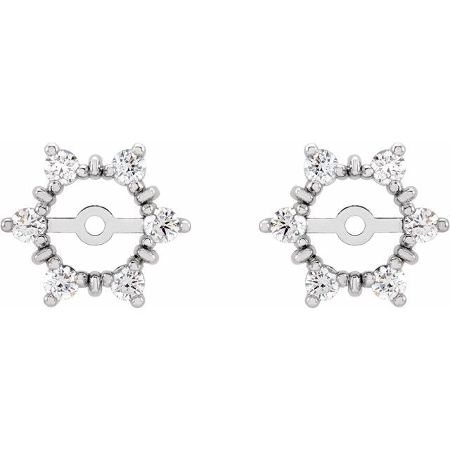 14k White 1/4 Ctw Natural Diamond Earring Jackets With 4.7 Mm Id