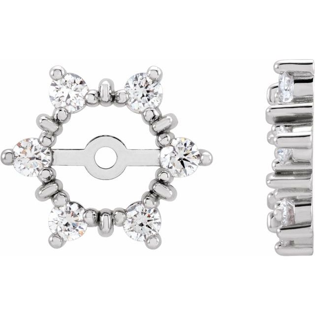 14k White 1/4 Ctw Natural Diamond Earring Jackets With 4.7 Mm Id