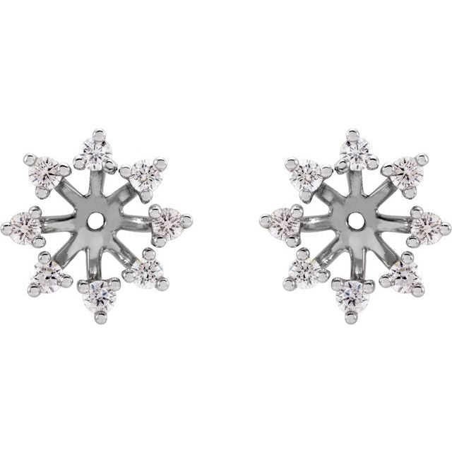 14k White 6 Mm Id 1/2 Ctw Natural Diamond Earring Jackets