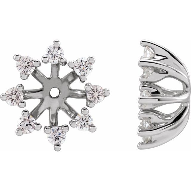 14k White 6 Mm Id 1/2 Ctw Natural Diamond Earring Jackets