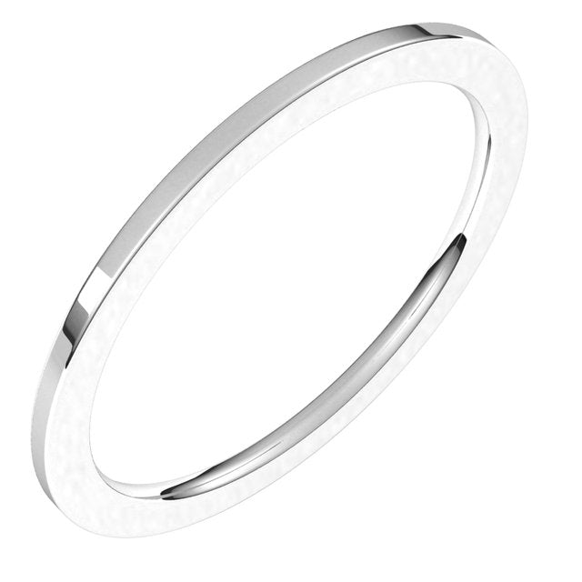 14K White 1 mm Flat Comfort Fit Band Size 6